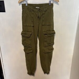 Rue21 Cargo Pants Mens sz  Small Multi Pocket Utility  Jogger grunge green